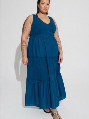 NWT Torrid Midi Cotton Ruffle Beach Dress